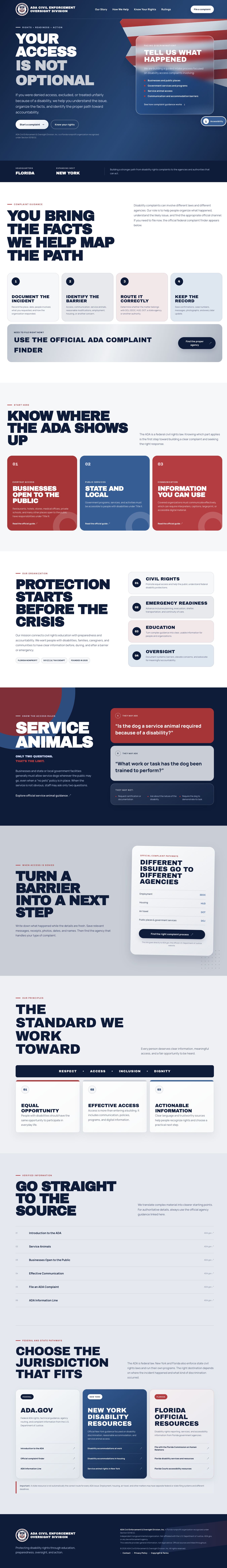 Scrolling preview of the ADA Civil Enforcement homepage